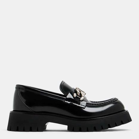 Women's Black Interlocking G Lug Sole Loafers