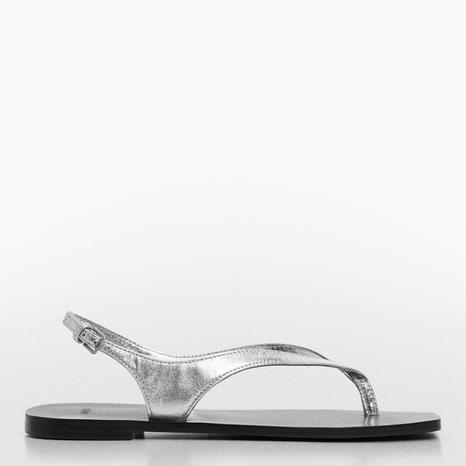 Silver Amanda Toe Post Flat Sandals
