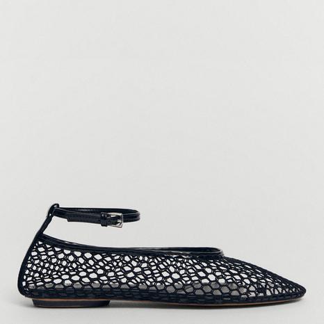 Black Fiore Mesh Ballet Pumps