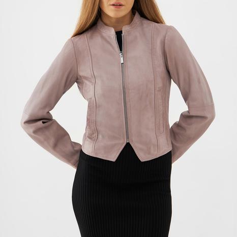 Pink Racer Fitted Leather Jacket