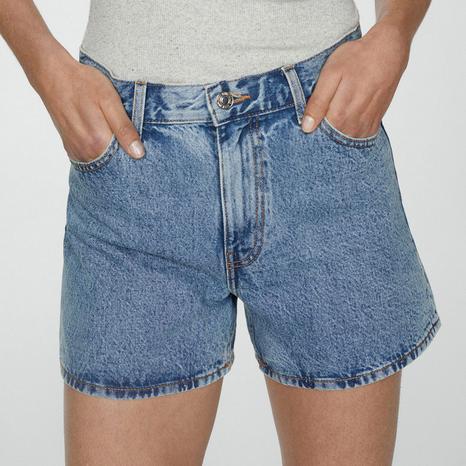 Medium Blue High-Rise Denim Shorts