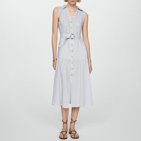 Blue Belt Shirt Dress