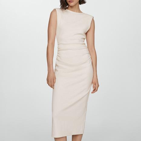 Ecru Draped Details  Dress