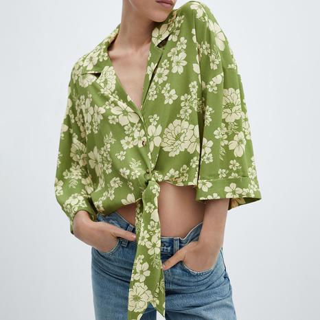Green Floral-Print Shirt