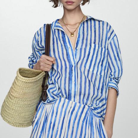 Off White Cotton Striped Shirt