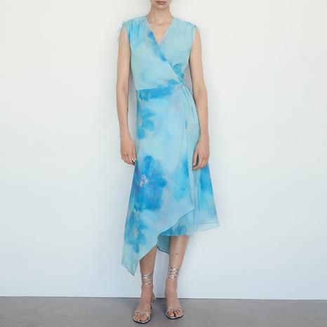 Blue Print Wrap Dress