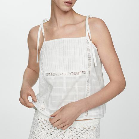 White Embroidered Cotton Top