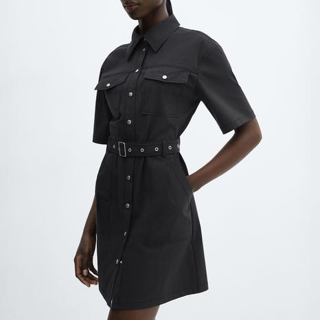 Black Belt Shirt Dress