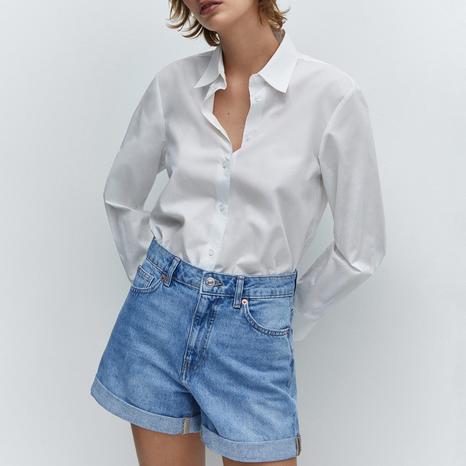 Medium Blue Mom-Fit Denim Shorts