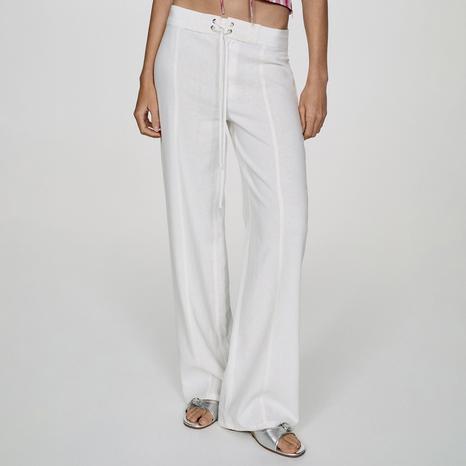 Off White Bow Linen Trousers
