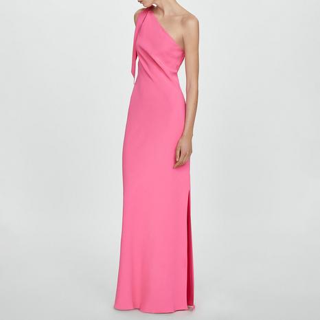 Pink Asymmetric Bow Dress