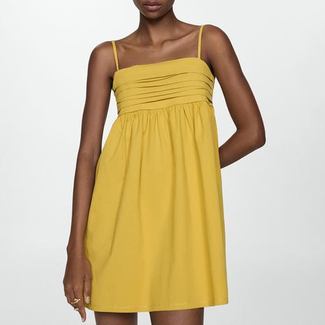 Yellow Draped Neckline Dress