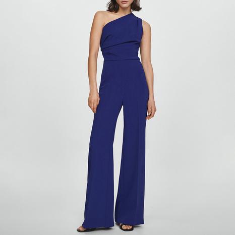Blue Asymmetric Long Jumpsuit