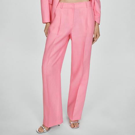 Pink  Linen Suit Trousers
