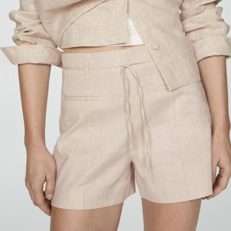 Beige Linen Shorts