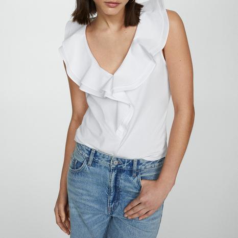 White Ruffled Cotton Top