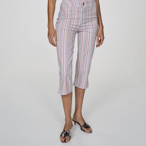 Pastel Pink Striped Capri Jeans