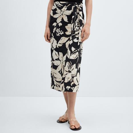 Black/Cream Printed Skirt