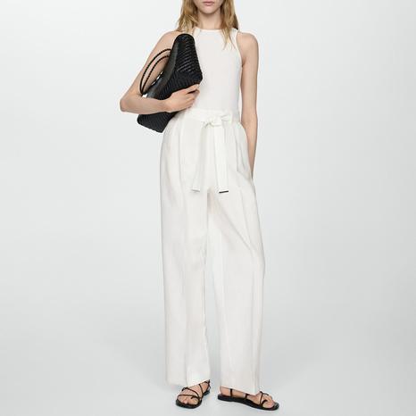 Off White Contrast-Linen Body Jumpsuit