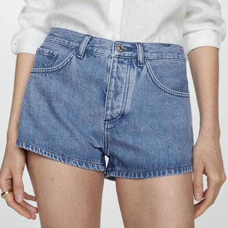 Medium Blue Mid-Rise Denim Shorts