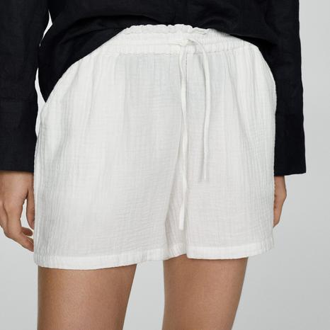 Off White Cotton Shorts