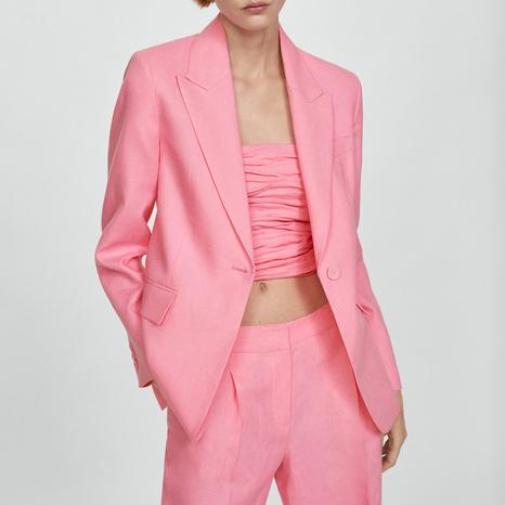 Pink Blazer Suit Linen