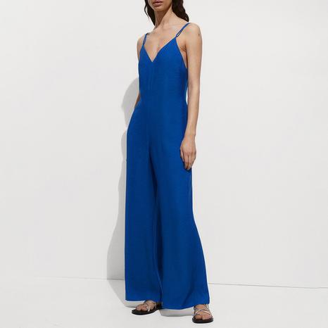 Blue Long Strap Jumpsuit