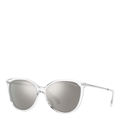 Transparent Frame Silver Mirror Lens Sunglasses 58mm