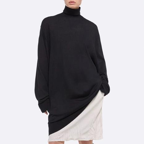 Black Wool-Silk Two Tone Dress