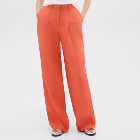 White Double Pleated Linen Trousers