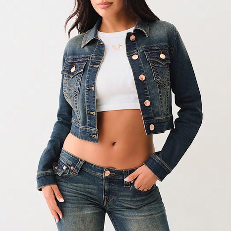 Dark Blue Shrunken Denim Jacket