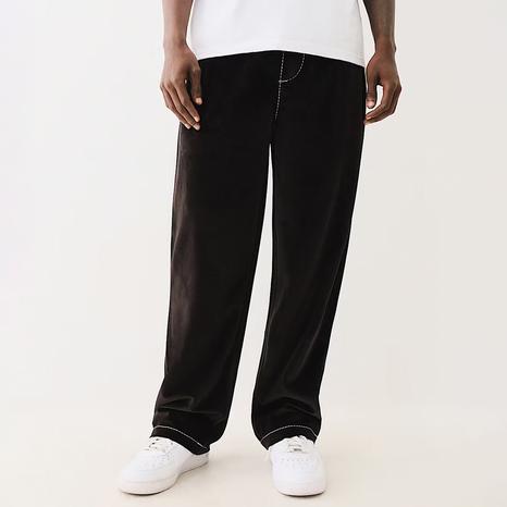 Black Big T Velour Straight Trouser