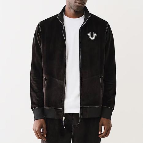 Black Big T Veolour Zip Up Jacket