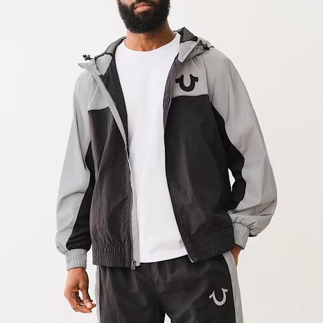 Black Reflective Nylon Windbreaker Jacket