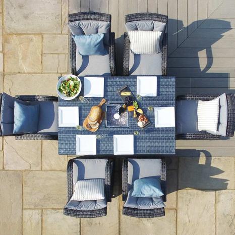 Texas 6 Seat Rectangle Ice Bucket Dining Set / Grey