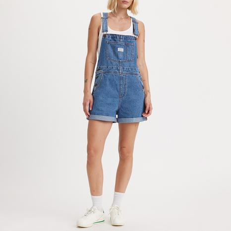 Blue Vintage Short Dungarees