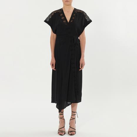 Black Britta Drop Shoulder Midi Dress
