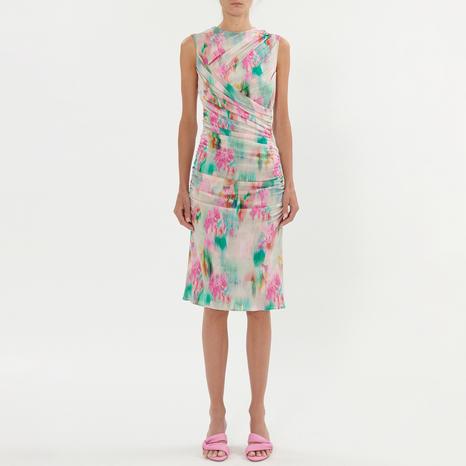 Multi Zippa Blurred Print Midi Dress