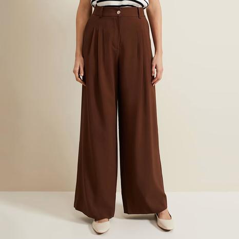 Brown Indiyah Wide Leg Pleated Trouser