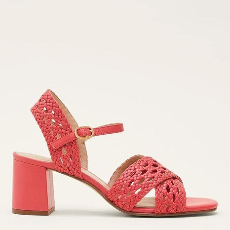 Coral Weave Heeled Leather Sandals