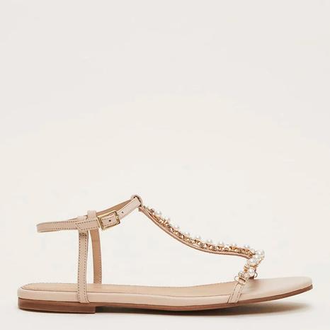 Light Pink Leather Jewel Sandals