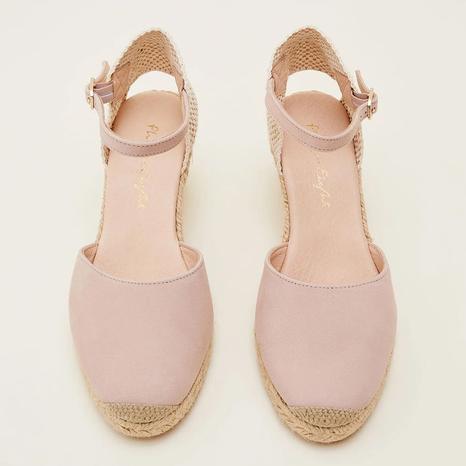 Ivory Wedge Suede Espadrille Sandals