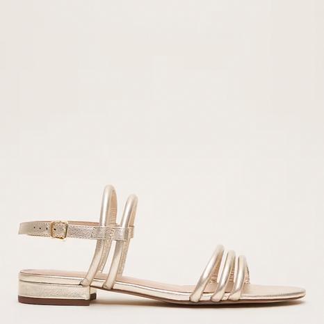Gold Leather Strappy Flats