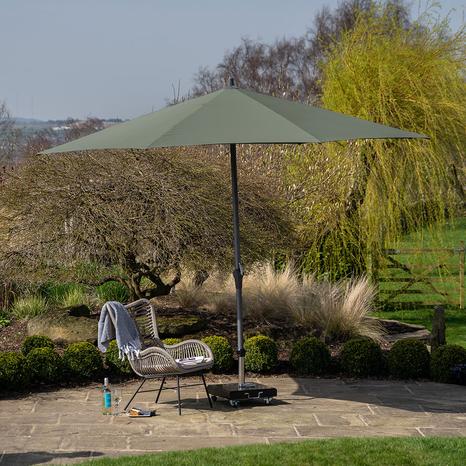 Challenger T2 3m Square Olive Free Arm Parasol with Base