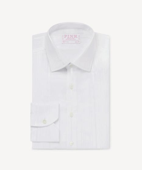 Thomas Pink Slim Fit Formal Satin Stripe Shirt for Men