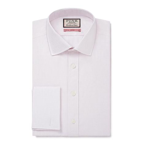 Thomas Pink Slim Fit Micro Check Formal Shirt with MOP Buttons