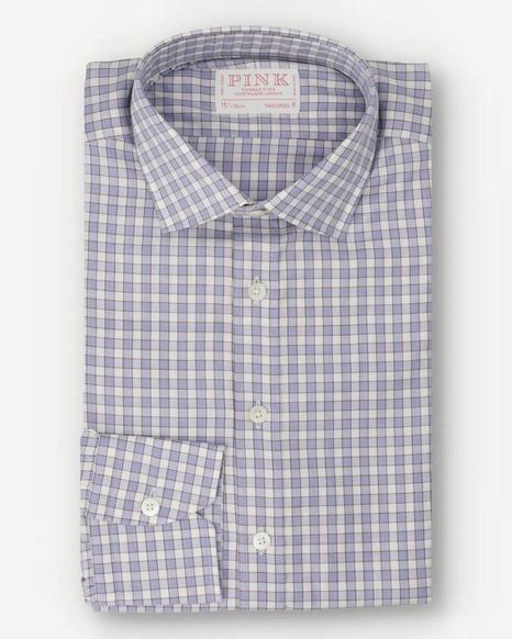 Thomas Pink Tailored Fit Purple Check Formal Shirt - Stylish and Comfortable