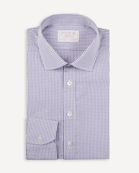 Thomas Pink Tailored Fit Purple and White Check Formal Shirt - Stylish and Comfortable