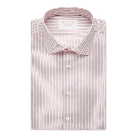 Thomas Pink Slim Fit Dobby Stripe Shirt - Premium Cotton Formal Wear