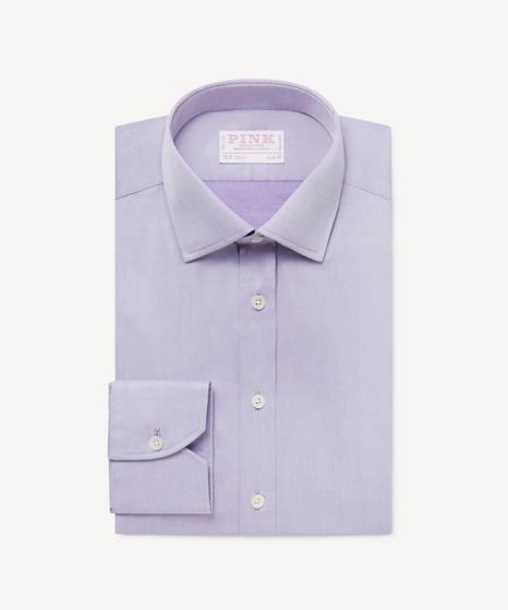Thomas Pink Men's Slim Fit Formal Chambray Twill Shirt with MOP Buttons